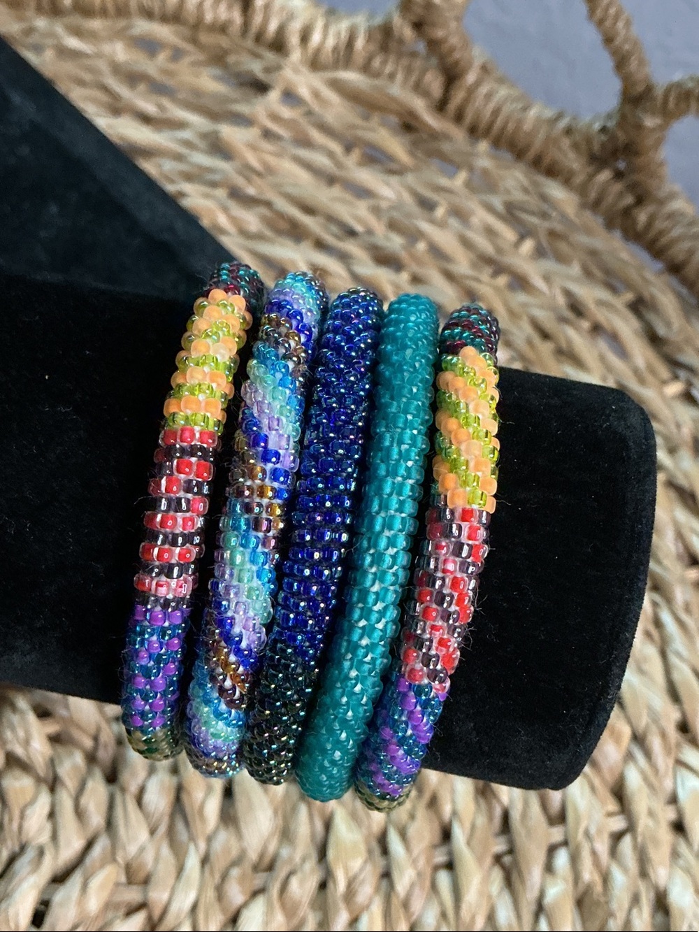 Sasha Seed Bead Spiral Bracelet Set multi colored #15